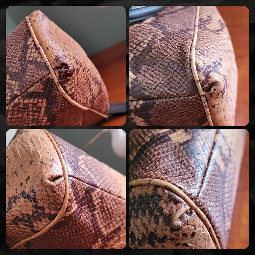 Coach F35271 Minetta Satchel Python Embossed Leather Tan Brown Crossbody Bag